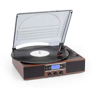 Kaufen Plattenspieler Retro Vinyl DAB+ Digitalradio FM Lautsprecher Stereoanlage Braun • 69.99€