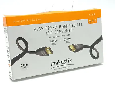 Kaufen High Speed HDMI Inakustik Star Kabel Ethernet Ultra HD 4K 0,75m*NEU&OVP* • 7.95€