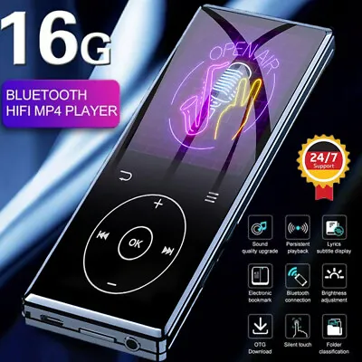Kaufen Bluetooth MP3 Player HiFi Bass Musik Spieler HD Mit FM Radio Alarm Support 128GB • 28.98€