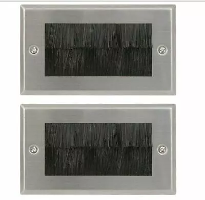 Kaufen 2x Gebürsteter Stahl Silber Doppelgang Bürste Wandplatte / Wandplatte Für Aufgeräumte Kabel • 21.11€