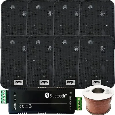 Kaufen Kabelloser Bluetooth Verstärker & 8x Wandhalterung Lautsprecher Kit Heim HiFi Amp System • 208.69€