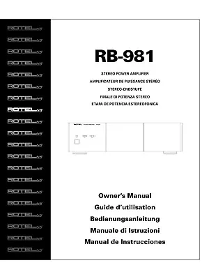 Kaufen Bedienungsanleitung-Operating Instructions Für Rotel RB-981  • 8€