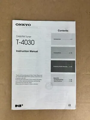 Kaufen Onkyo T-4030 DAB/FM Tuner Bedienungsanleitung • 8.35€