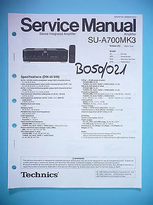 Kaufen Service Manual-Anleitung Für Technics SU-A700 MK3 ,ORIGINAL • 10€