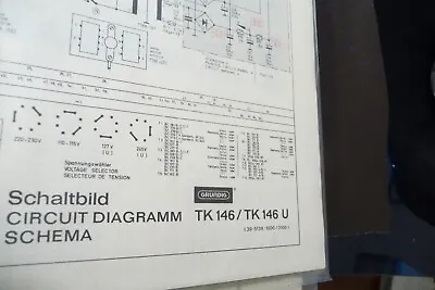 Kaufen Circuit Diagrams-Schaltpläne Für Grundig TK 146  ,ORIGINAL ! • 5.50€