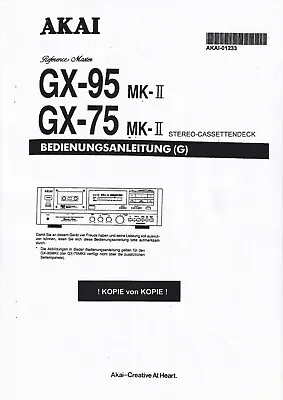 Kaufen Bedienungsanleitung-Operating Instructions Für Akai GX-95 MK2, GX-75 MKII In DE • 11€