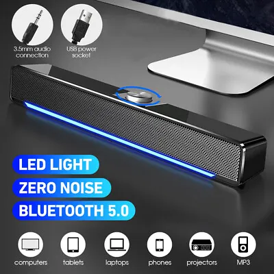 Kaufen PC Soundbar LED Bluetooth 5.0 Subwoofer TV Soundsystem Heimkino Lautsprecher USB • 19.19€
