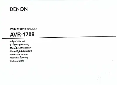 Kaufen Denon  Bedienungsanleitung User Manual Owners Manual  Für AVR- 1708  Copy • 12.80€