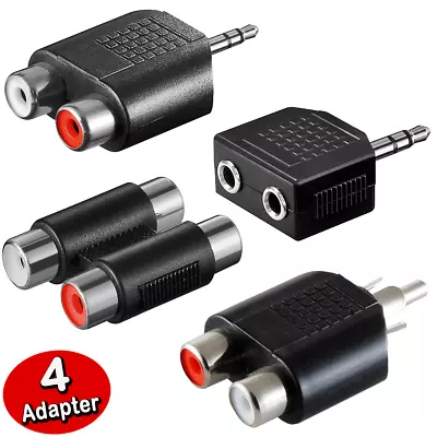 Kaufen 4 Adapter Set - 3.5mm Klinke Cinch Y RCA Stereo Audio Adapter Splitter Verbinder • 4.95€