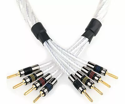 Kaufen QED Genesis Silber Spirale Bi-Wire 2x 3M (Paar) Lautsprecher Kabel Beendet • 728.59€