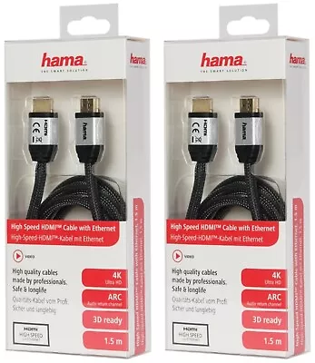 Kaufen 2x PACK Hama HQ HDMI-Kabel 1,5m 4K HD TV Für Dual Curved PC Monitor Bildschirm • 10.90€