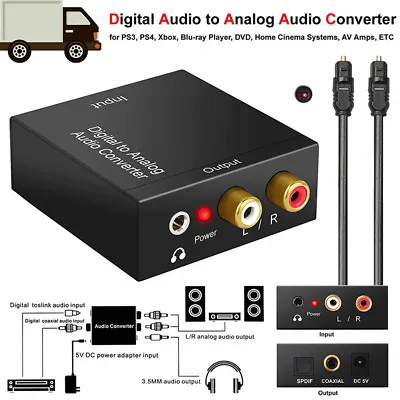 Kaufen Optical Coax Toslink Digital To Analog Converter RCA L/R Stereo Audio Adapte ZR • 8.29€