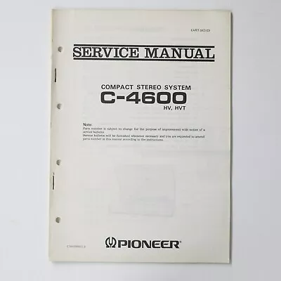 Kaufen Original PIONEER C-4600 Compact Stereo System Service Manual / Service Anleitung • 26€