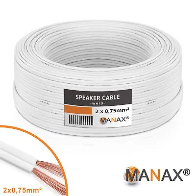 Kaufen MANAX 50m Lautsprecherkabel 0,75mm² CCA Lautsprecher Boxen HiFi Kabel Weiß • 9.99€