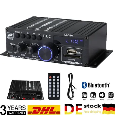 Kaufen Bluetooth Mini Verstärker Power Audio Stereo Bass USB SD FM Auto+Fernbedienung • 22.99€