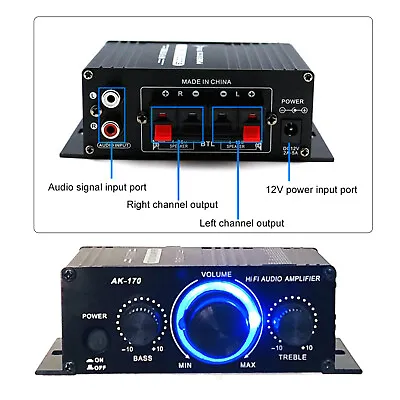 Kaufen AK170 Mini Auto Endstufe HiFi Audio Receiver AMP 2 Kanal Subwoofer • 18.67€