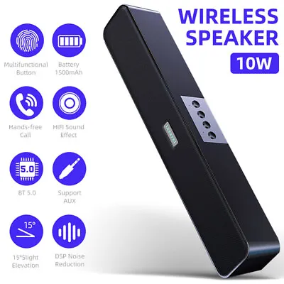 Kaufen Bluetooth Soundbar Stereo Musikanlage Lautsprecher Wiederaufladbarer 10W 1500mAh • 18.79€