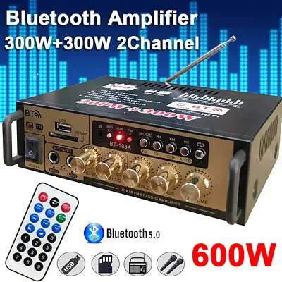 Kaufen Bluetooth Digital Verstärker USB Stereo Power Amplifier HiFi FM Audio Player DE • 29.99€