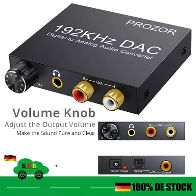 Kaufen 192kHz Digital Zu Analog Konverter Koaxial SPDIF Toslink L/R RCA Audio Adapter • 19.59€