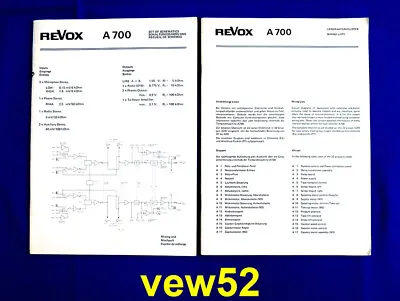 Kaufen Revox A700  Schaltungssammlung Verdrahtung  Schematics Wiring List **top** (106) • 29€