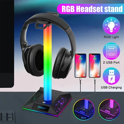 Kaufen RGB Gaming Kopfhörer Ständer Headset Halterung Kopfhörerhalter 2 USB Anschlüsse • 21.89€