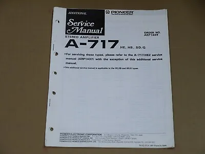 Kaufen ORIGINAL Pioneer A-717 Additional Service Manual • 11.90€