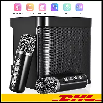 Kaufen Bluetooth Karaoke Maschine Tragbares PA-System Lautsprecher Set Mit 2 Mikrofonen • 55.99€