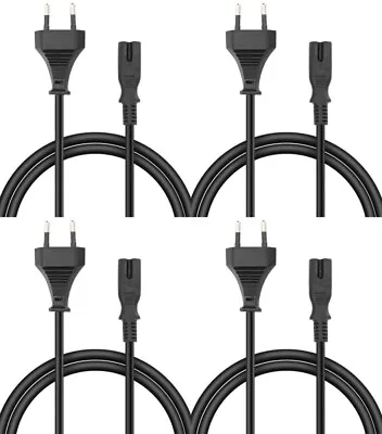 Kaufen PACK 4x Euro-Stecker Netz-Kabel Strom-Kabel TV Anschluss-Kabel 2-Polig Kupplung • 9.90€