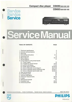 Kaufen Philips CD690 CD692 Service Manual. Original No Copy • 9.95€