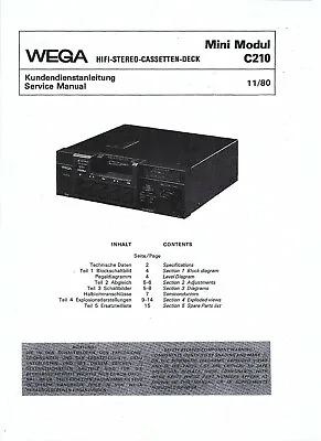 Kaufen Wega Service Manual Für Minimodul C 210 Copy • 12.50€