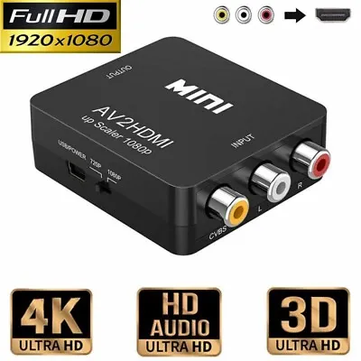 Kaufen AV Zu Auf HDMI Adapter Konverter Full HD 1080P 4k Video Audio TV 3 RCA CVBS HDMI • 8.99€