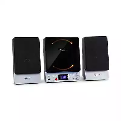 Kaufen Microsystem Stereoanlage Karaoke CD-Player Bluetooth USB Fernbedienung Silber • 56.99€