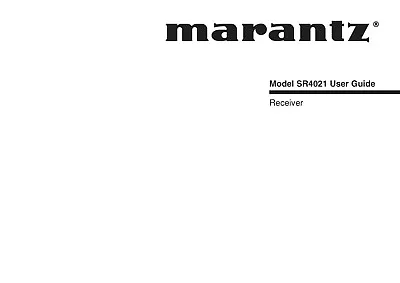 Kaufen Bedienungsanleitung-Operating Instructions Für Marantz SR-4021  • 10€