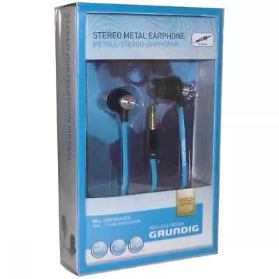 Kaufen Grundig GR-48566 Metall Digital Stereo Ohrhörer Mit Flachkabel & Mikrofon - Blau • 8.34€