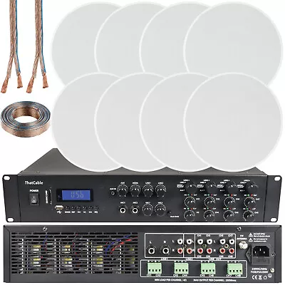 Kaufen 1600W Bluetooth Soundsystem 8x 100W Schmaler Deckenlautsprecher 8 Zonen Mixer Verstärker • 971.59€