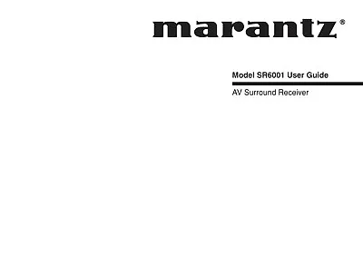 Kaufen Bedienungsanleitung-Operating Instructions Für Marantz SR-6001  • 12.50€