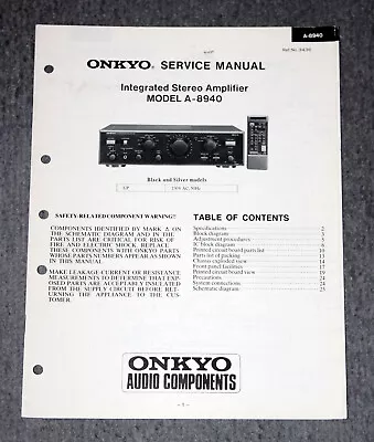 Kaufen Onkyo A-8940 - Original Service Manual / Reparaturanleitung • 7.95€