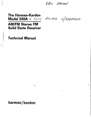 Kaufen Service Manual-Anleitung Für Harman Kardon HK 330 A  • 11€
