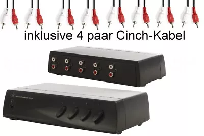 Kaufen Cinch Umschalter / Verteiler 4-fach Inkl. Kabel - RCA Audio Schalter • 17.99€