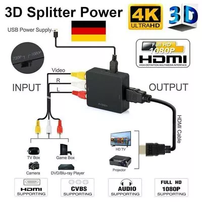 Kaufen Mini AV To HDMI Video Audio Konverter 1080P 3 RCA CVBS Zu HDMI Adapter Converter • 9.58€