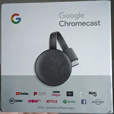Kaufen  Google Chromecast 3. Generation Digitaler Medien-Streamer BRANDNEU & VERSIEGELT   Kostenloser Versand    • 51.45€