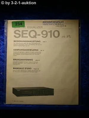 Kaufen Sony Bedienungsanleitung SEQ 910 Graphic Equalizer (#0234) • 14.99€