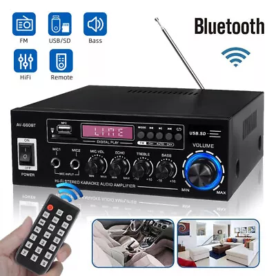 Kaufen 2000W Bluetooth Verstärker Vollverstärker HiFi Stereo Amplifier Digital FM DE • 32.99€