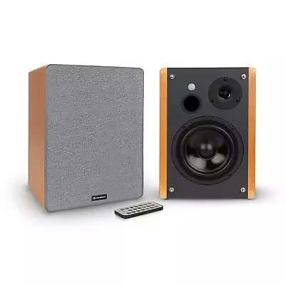 Kaufen Regallautsprecher Stereo Aktiv Musik Paar HiFi Boxen Bluetooth 2x30W Holzoptik • 66.99€
