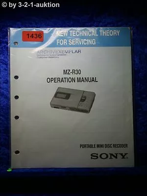 Kaufen Sony Operation Manual MZ R30 Portable Mini Disc Recorder (#1436) • 16€