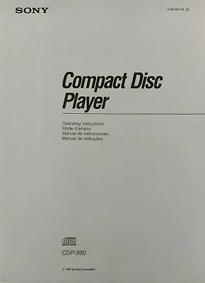 Kaufen Sony CDP-990 - Compact Disc CD Player - Bedienungsanleitung - BENUTZERHANDBUCH  • 10.82€