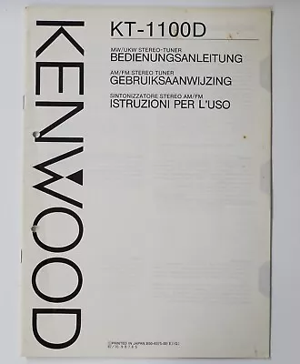 Kaufen Original KENWOOD KT-1100D Tuner Instruction Manual / Bedienungsanleitung • 19€