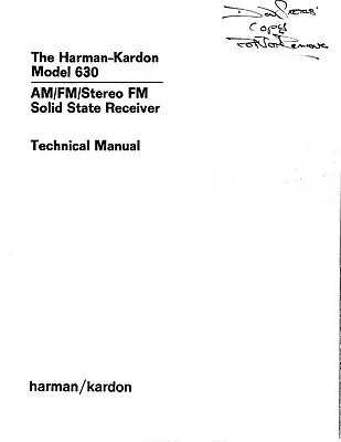 Kaufen Service Manual-Anleitung Für Harman Kardon HK 630  • 11€