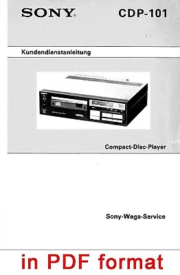 Kaufen Sony CDP-101 Service Manual CDP101 Schematic CDP 101 Anleitung Instructions • 6.31€