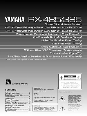 Kaufen Bedienungsanleitung-Operating Instructions Für Yamaha RX-385, RX-485  • 10€